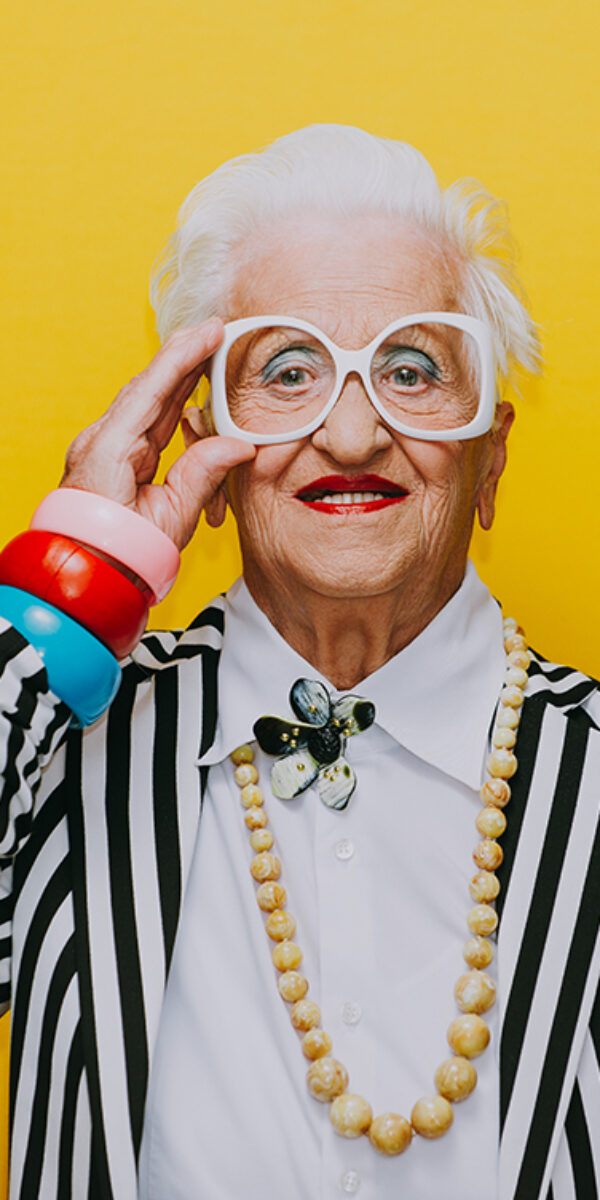 Funny grandmother portraits. Senior old woman dressing elegant for a special event. granny fashion model on colored backgrounds
