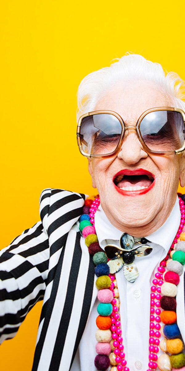 Funny grandmother portraits. Senior old woman dressing elegant for a special event. granny fashion model on colored backgrounds