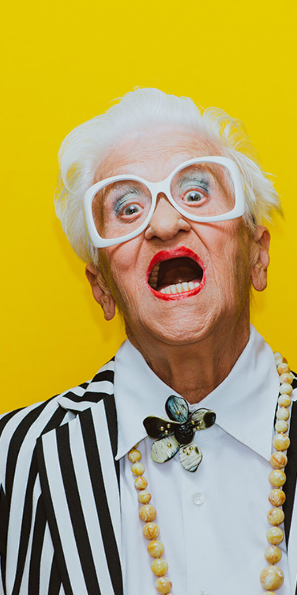 Funny grandmother portraits. Senior old woman dressing elegant for a special event. granny fashion model on colored backgrounds