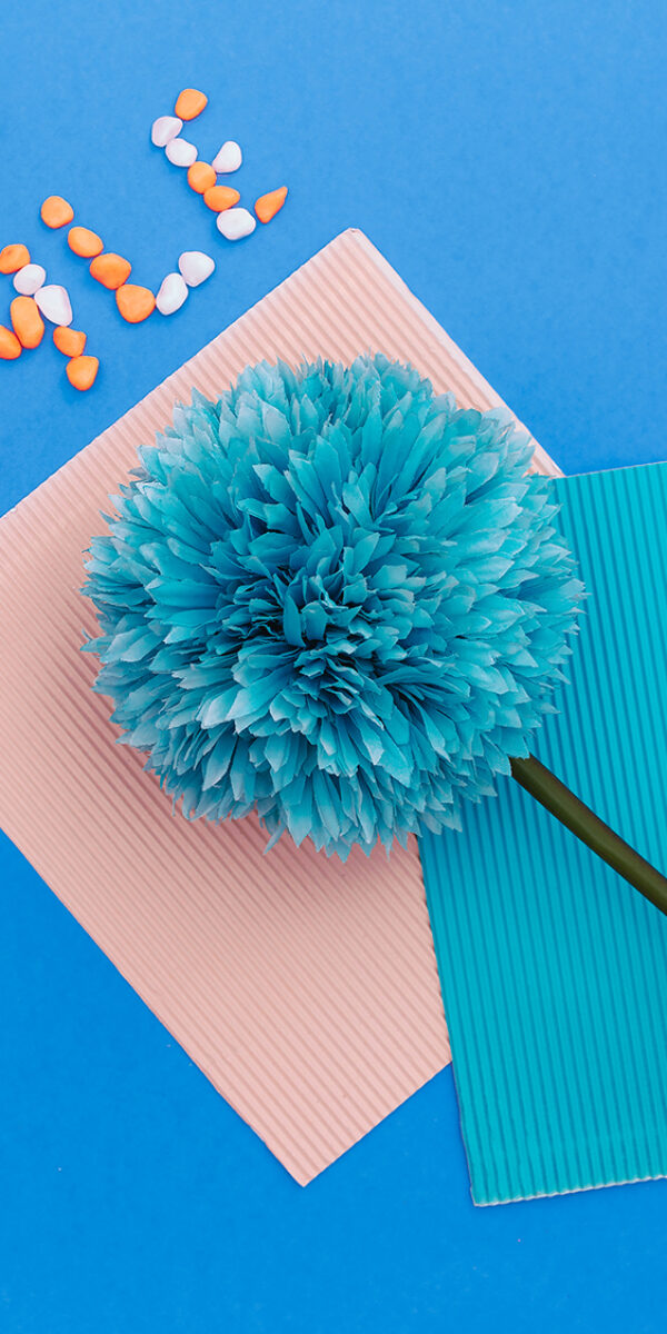 Summer style. Blue flower. Minimal art design