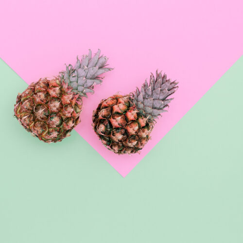 Two Mini Pineapple Minimal Art Design Candycolors